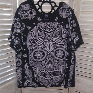 Sugar Skull paisley Day of The Dead t-shirt XL